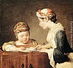 Jean Baptiste Simeon Chardin Famous Paintings - The Young Schoolmistress